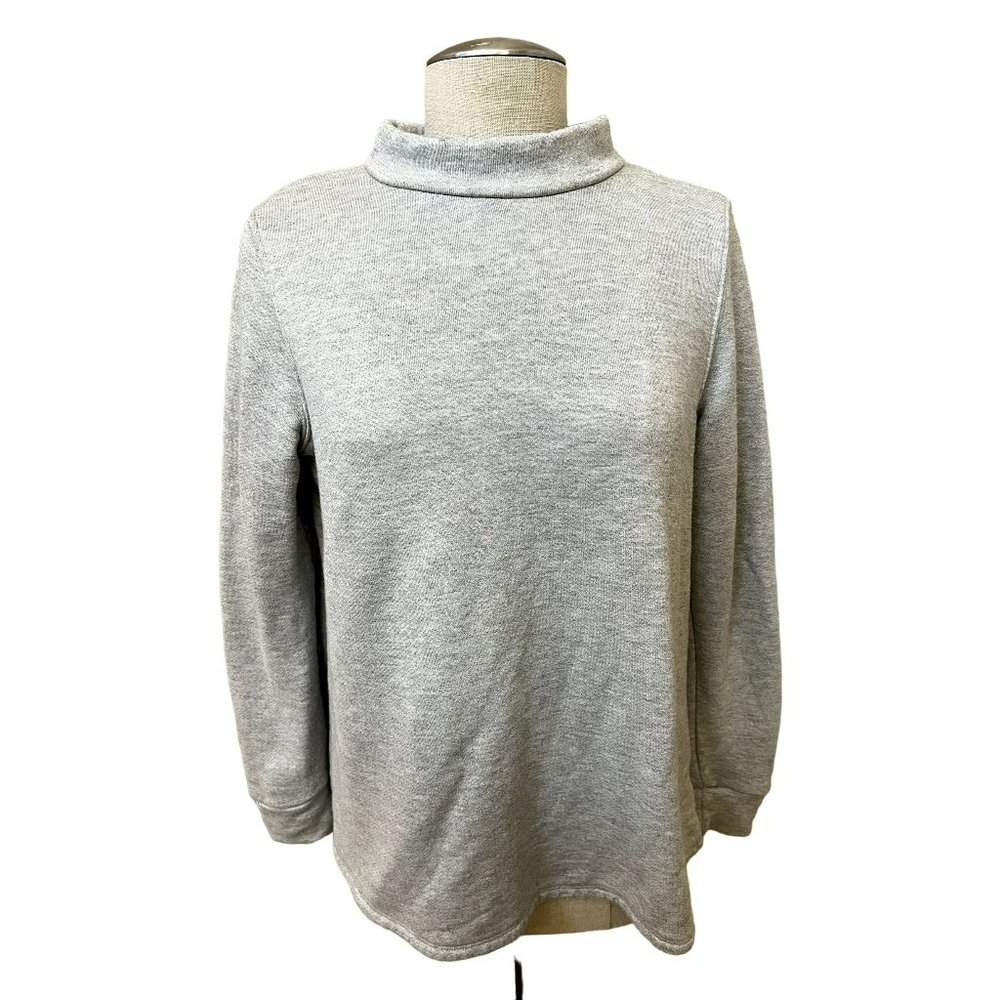 HALOGEN Women's Gray Sweatshirt Yoga Collared Open Back and Tie Size SMALL
